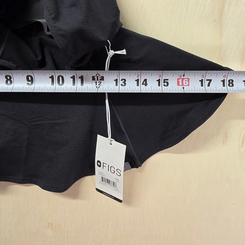 FIGS Black Performance Hijab Technical Activewear Hood W21AC3016 XS/S NWT